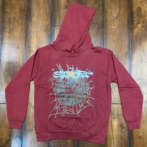 Sp5der Burgundy Hoodie